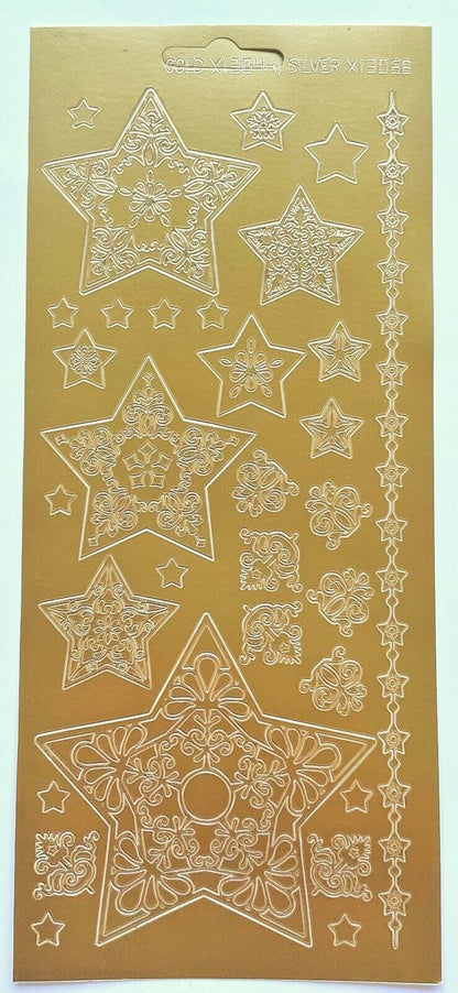 Decorative Stars Peel Off Sticker Sheet Inc Borders For Card Making Craft