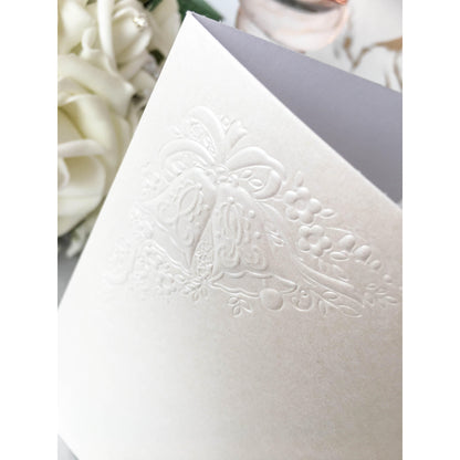 A6 Card Blanks White Pearl With Wedding Bells 10pk - Clearance-The Creative Bride