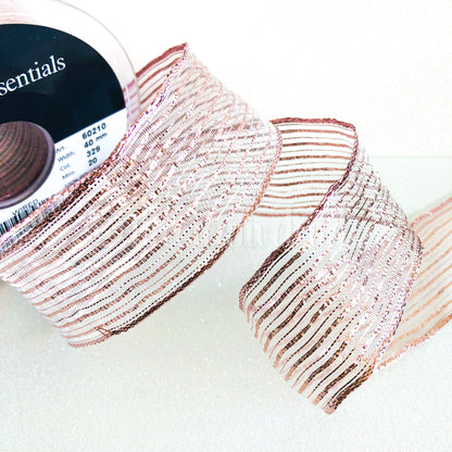 Berisfords Rose Gold Metallic Sparkly Wired Ribbon 1M Cut Piece