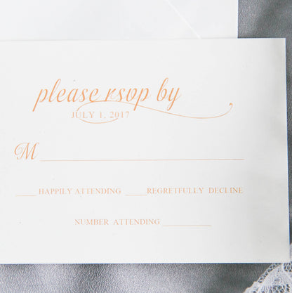 close up of printed rsvp